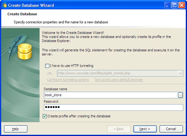 Create Database Wizard