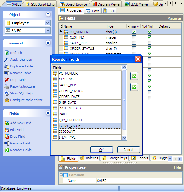 Table Editor: Fields Reordering