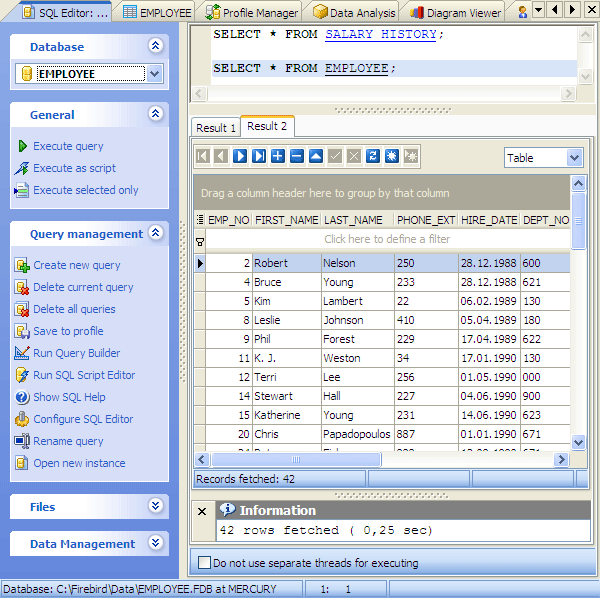 Viewing Results in SQL Editor