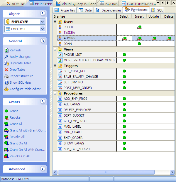 Managing Table Permissions