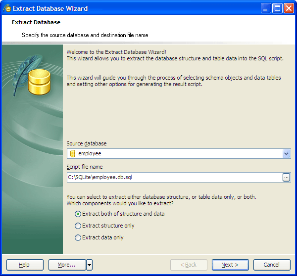Extracting Databases