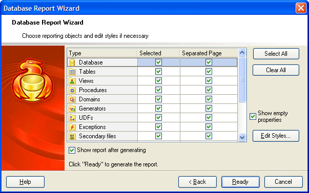 Generating Database Report