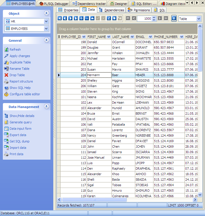Working with Table Data