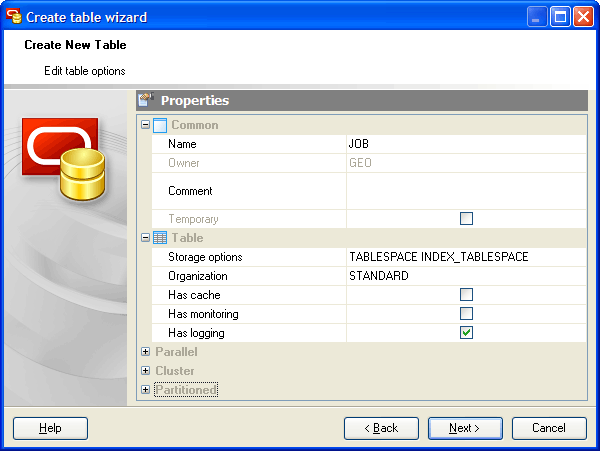 Specifying Table Options