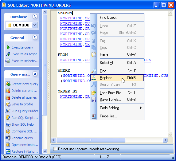 Advanced Possibilities of SQL Editor
