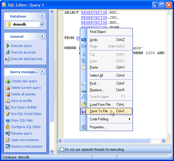 Advanced Possibilities of SQL Editor