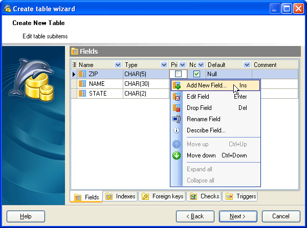 Create Table Wizard