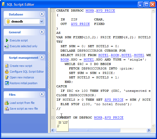 SQL Script Editor