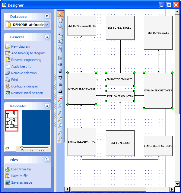 Selecting diagram objects