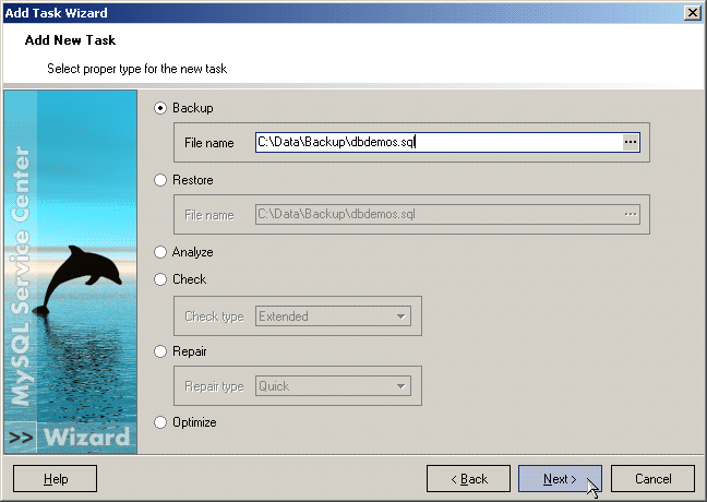 Setting type for the new task