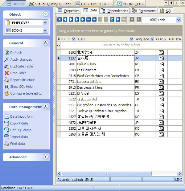Support for UTF-8 data