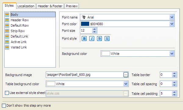 Customization of HTML appearance