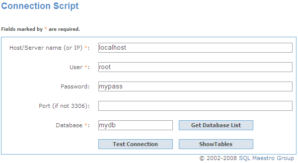 Connection script for HTTP tunneling