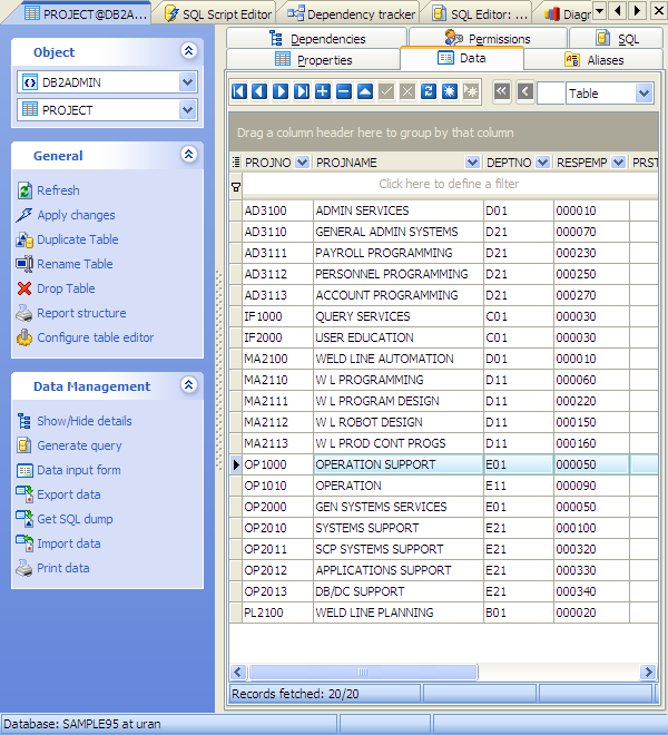 Working with Table Data