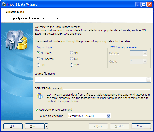 Import Data Wizard