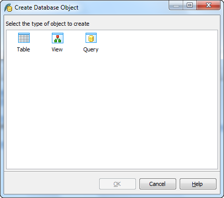 Create Database Object dialog
