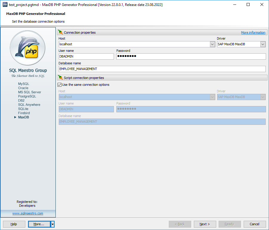 MaxDB PHP Generator 22.8 full