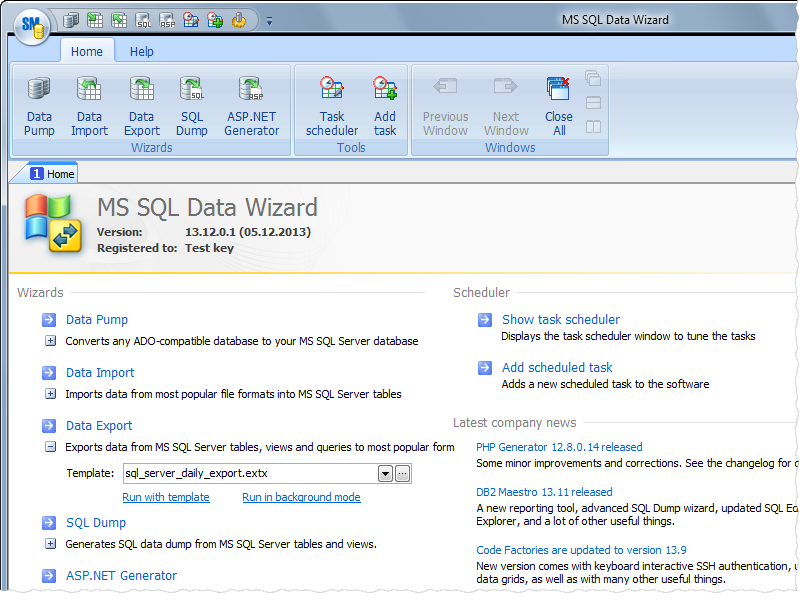 MS SQL Data Wizard Screenshot