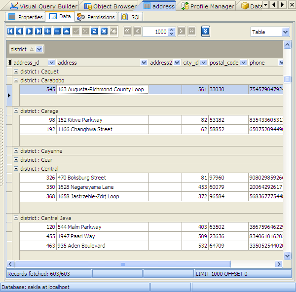 Managing table data