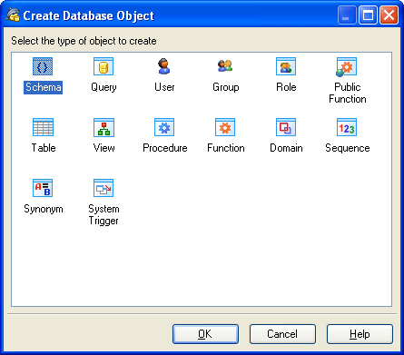 Create Database Object Wizard