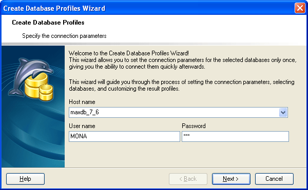 Create Database Profile Wizard