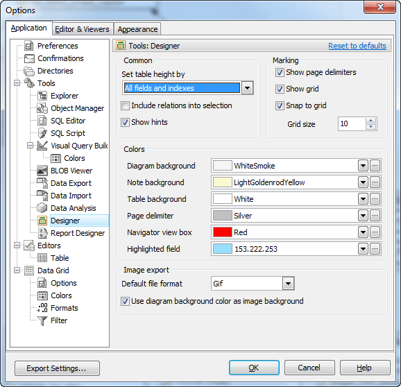 Database Designer Customization