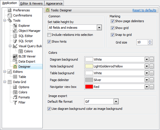 Database Designer Customization