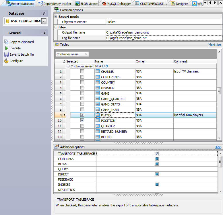 Database Export