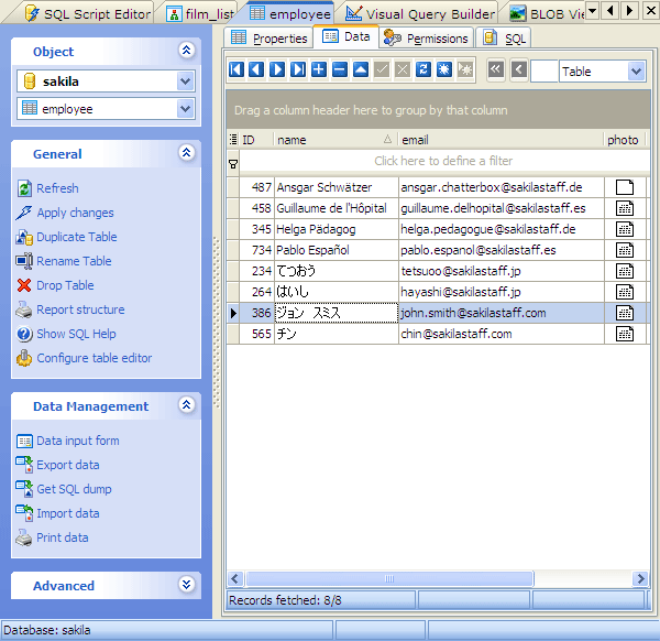 Support for UTF-8 data