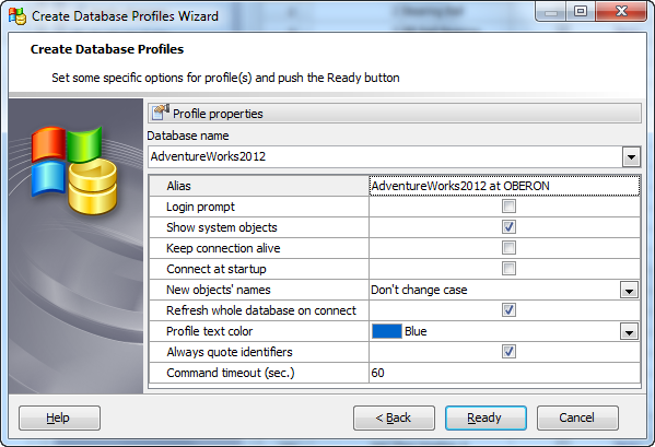 Create Database Profiles Wizard