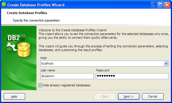 Create Database Profiles Wizard