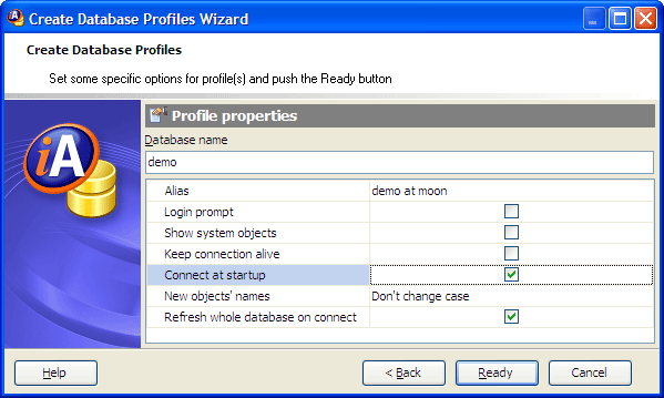 Create Database Profile Wizard