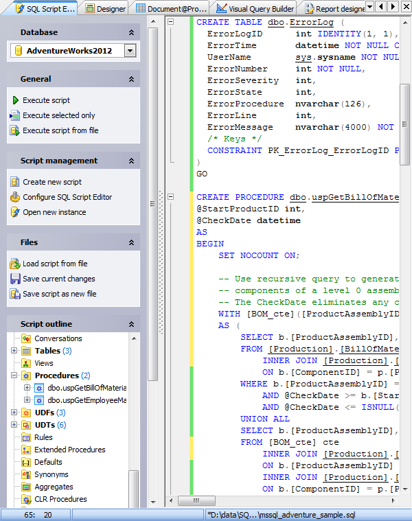 SQL Script Editor