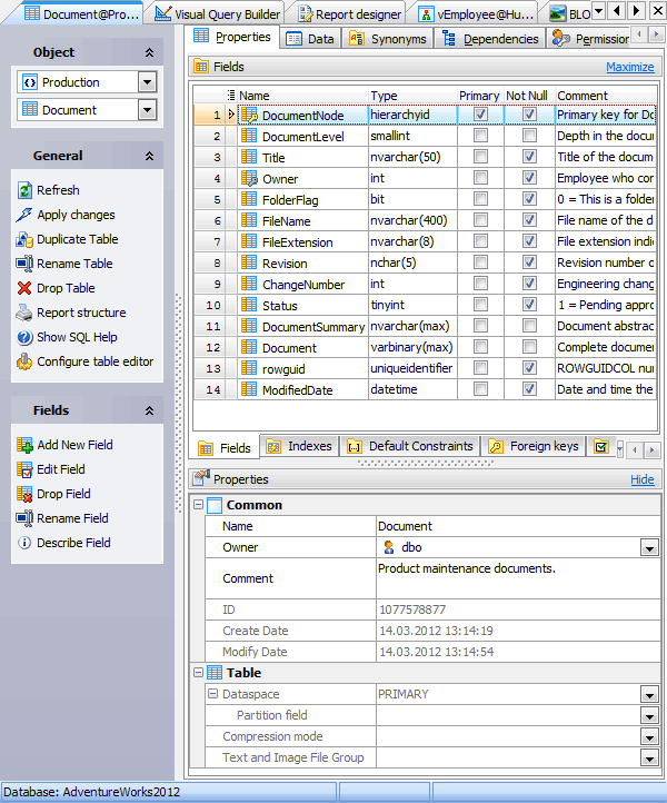 Database Object Editor