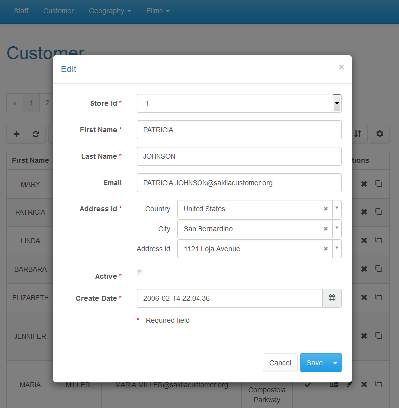 Editing Data in a Modal Dialog