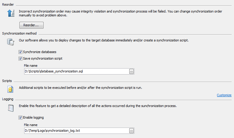 Synchronization Options