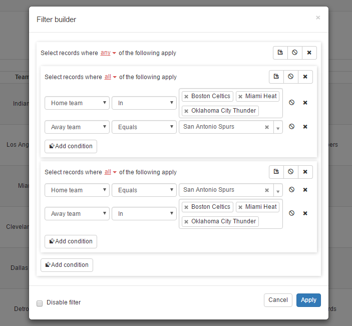 Filter Builder