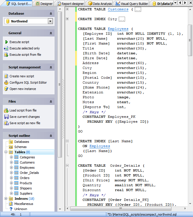 SQL Script Editor