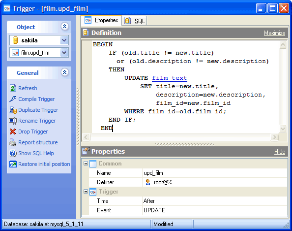 editing trigger definition