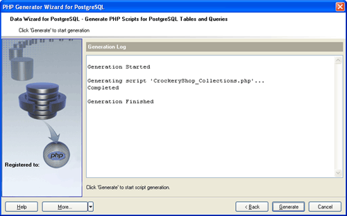 push the generate button to get the PHP script