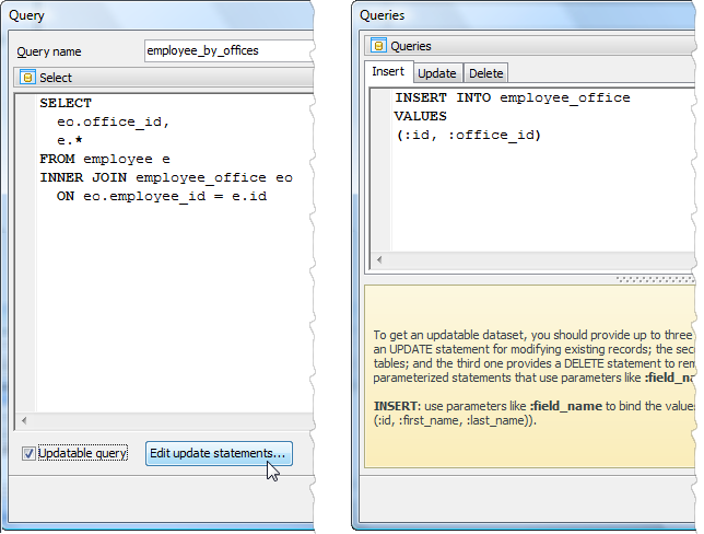 Adding an updatable query