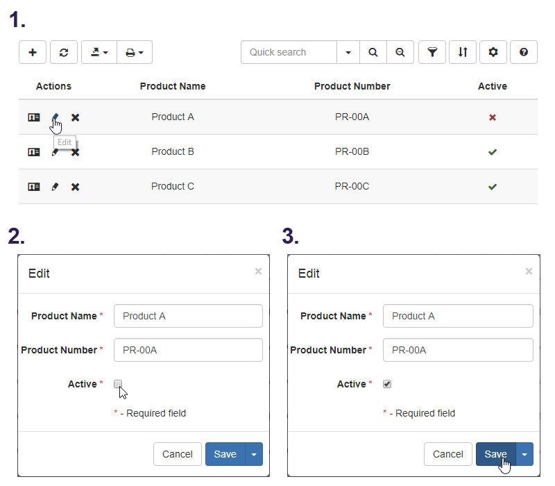 Edit data in a separate form