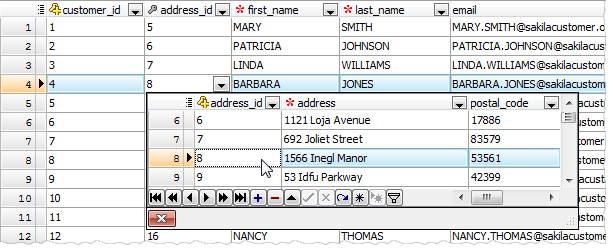 Key columns in the data grid