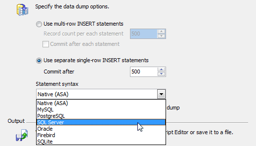 SQL Dump: setting SQL syntax