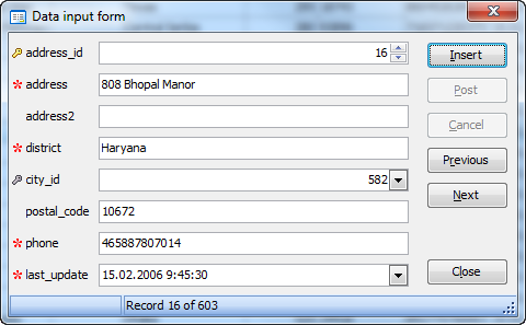 Data Input Form: marking important controls