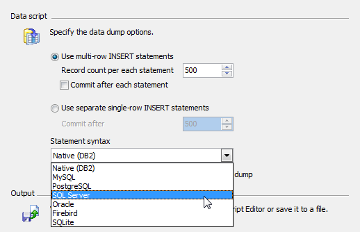 SQL Dump: setting SQL syntax