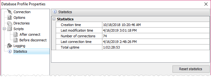 Database Profile Statistics