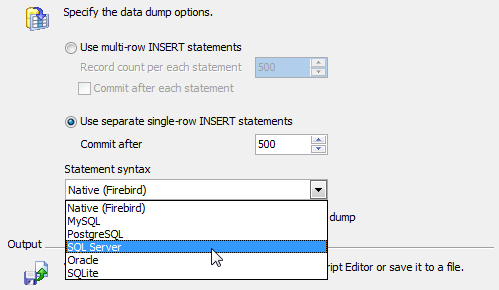 SQL Dump: setting SQL syntax