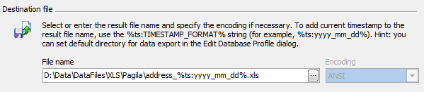 Data Export: adding current timestamp to output file name