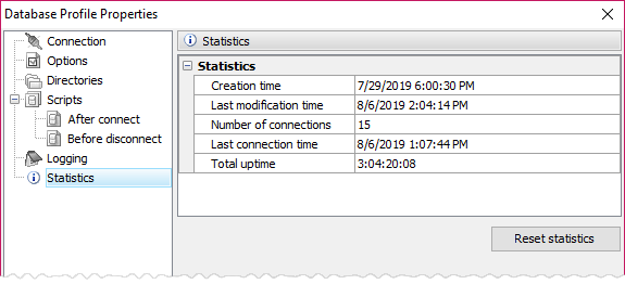 Database Profile Statistics